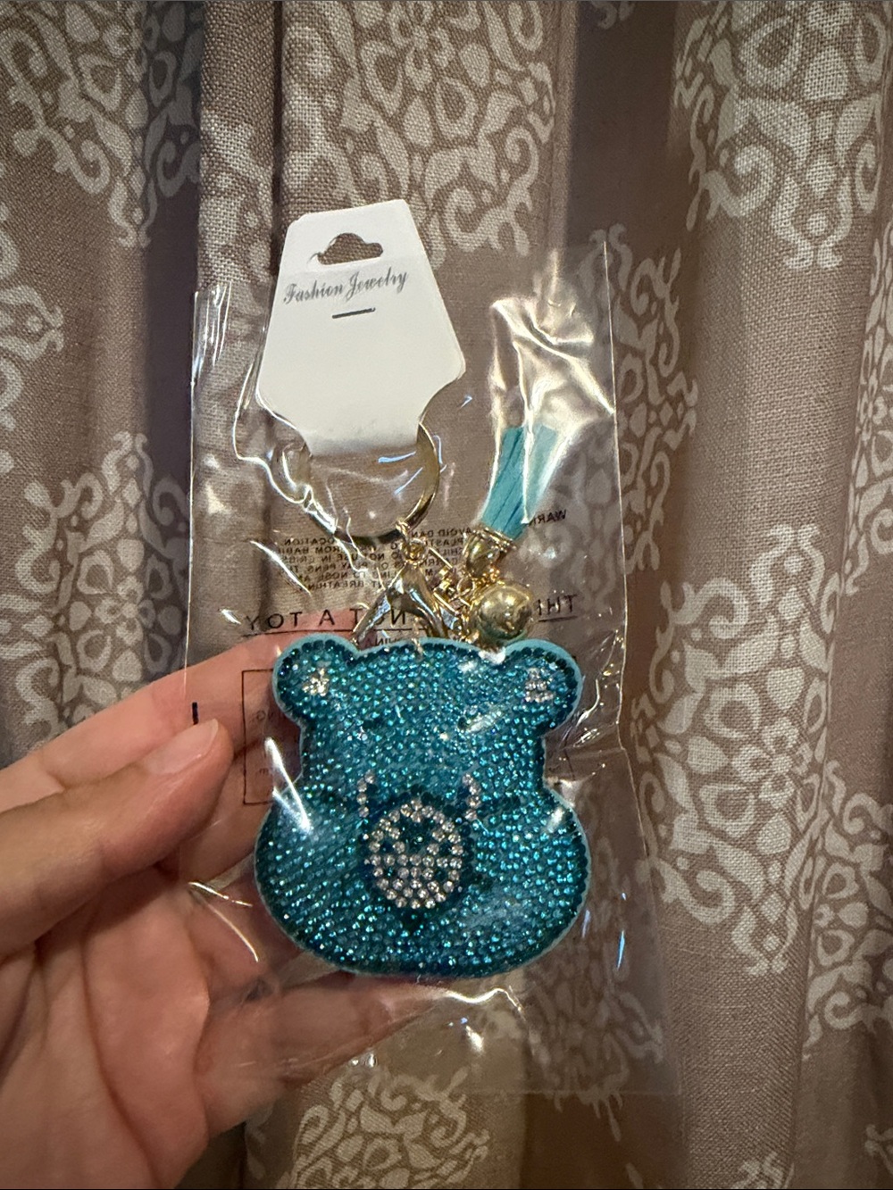 Blue Care Bear Rhinestone Bag Charm/ Keychain NWT